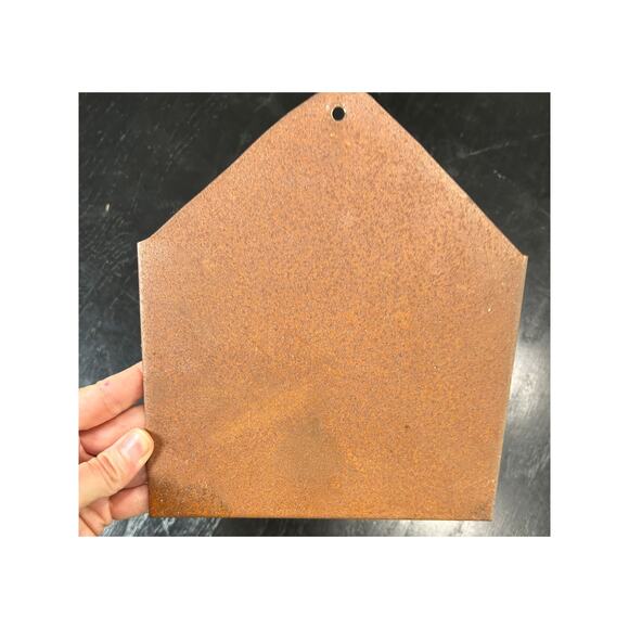 Metal Decor- Wall Hanging- Rusted brown metal wall pocket- envelope- 7x8" - Picture 3 of 5